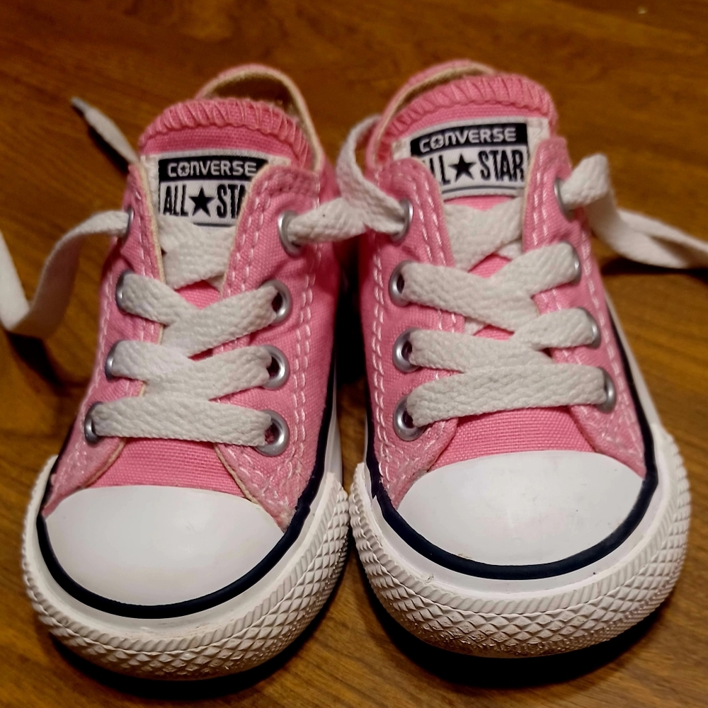 Baby Girl Size 4 Pink & White Converse Sneakers